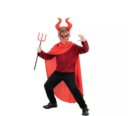 Disfraz de Demonio Cornudo Rojo para niño