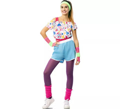 80s Sportswoman Costume with Wristbands for Women