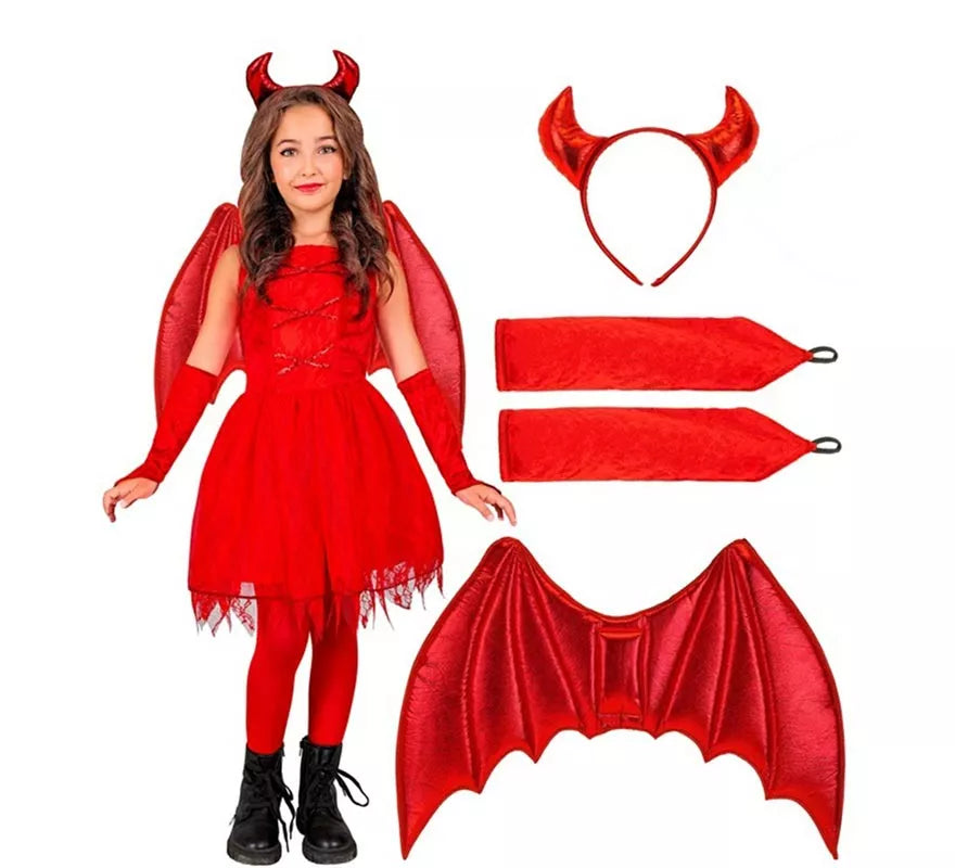 Translation missing: en.Disfraz de Diabla con Alas y Cuernos para niña