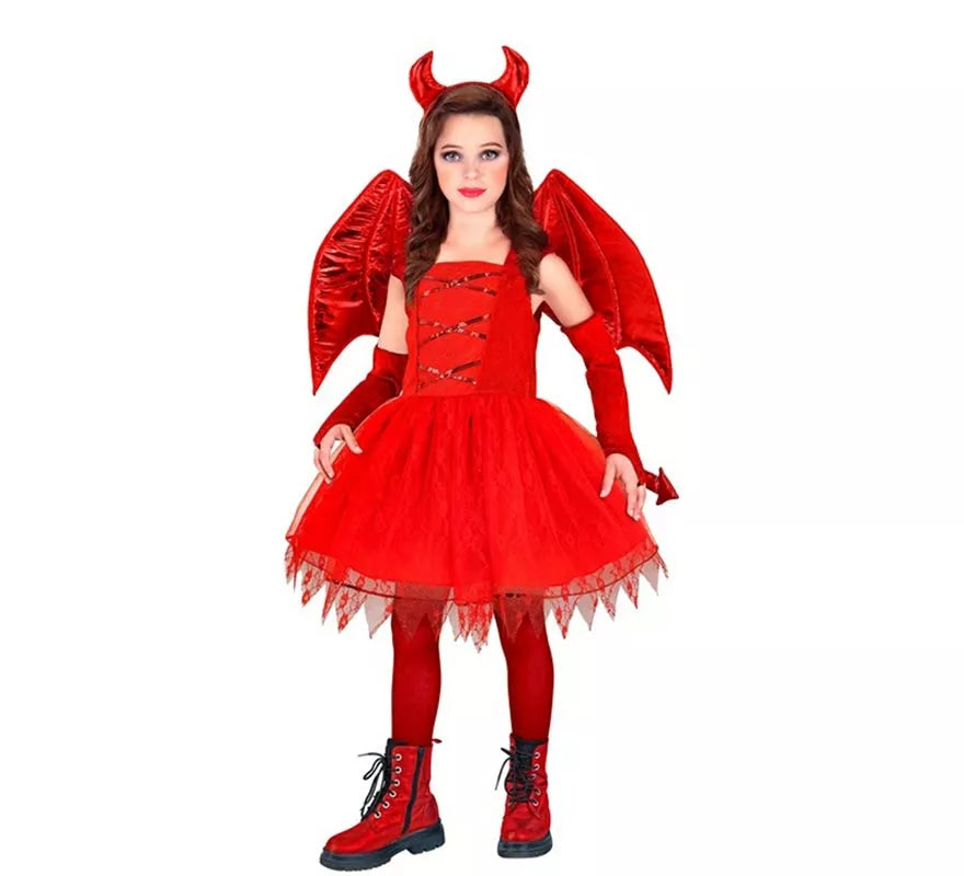Disfraz de Diabla con Alas y Cuernos para niña