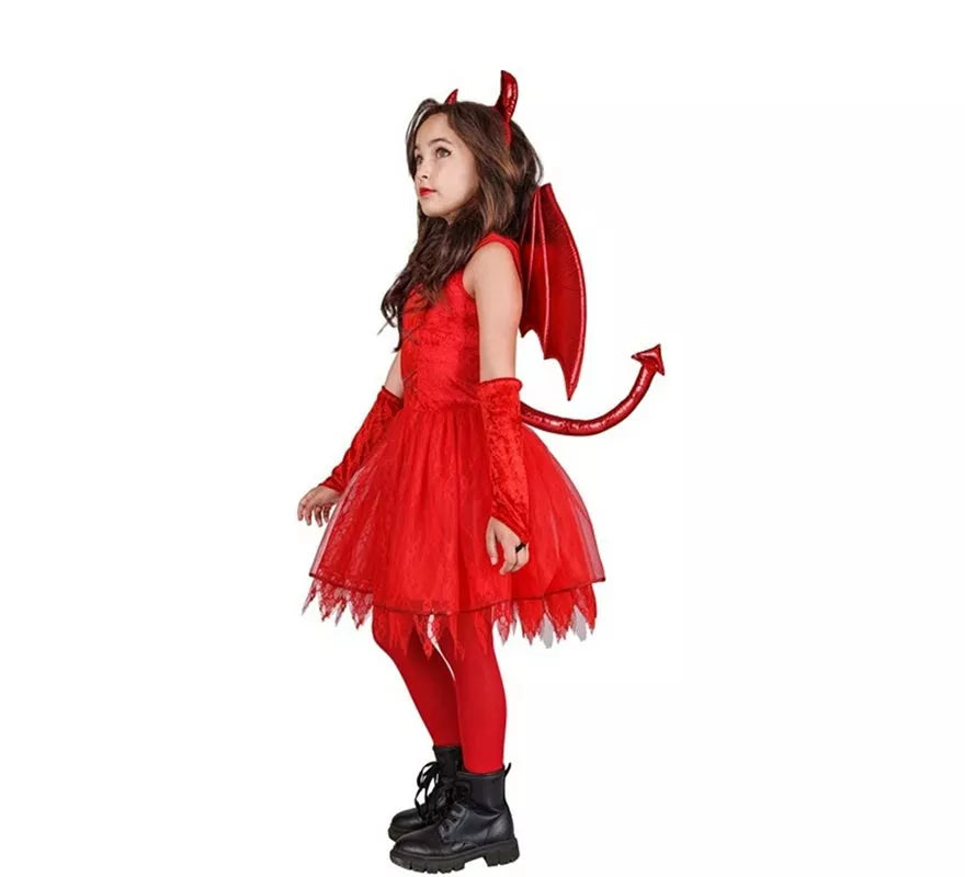 Disfraz de Diabla con Alas y Cuernos para niña