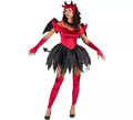 Disfraz de Diablesa rojo y negro con alas para mujer