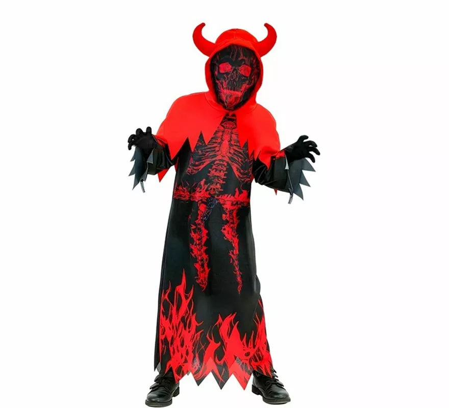 Disfraz de Diablo en Llamas con Capucha para niños