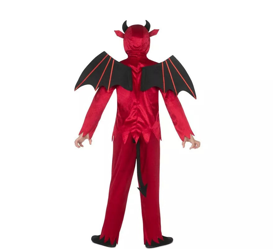 Disfraz de Diablo rojo con alas y cola para niño