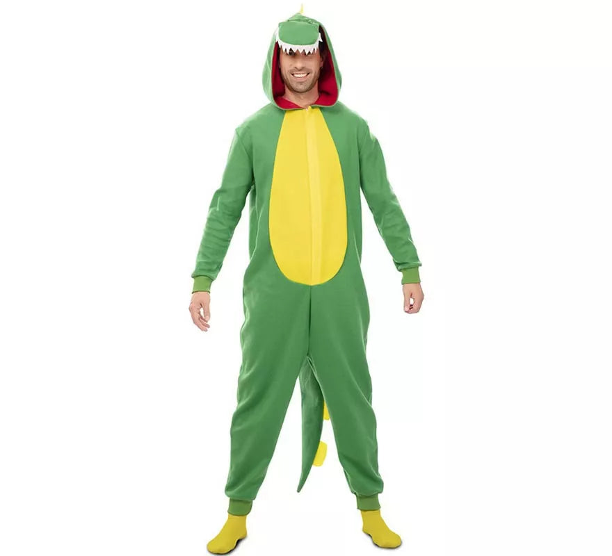 Disfraz de Dinosaurio Kugurumi verde y amarillo para adulto