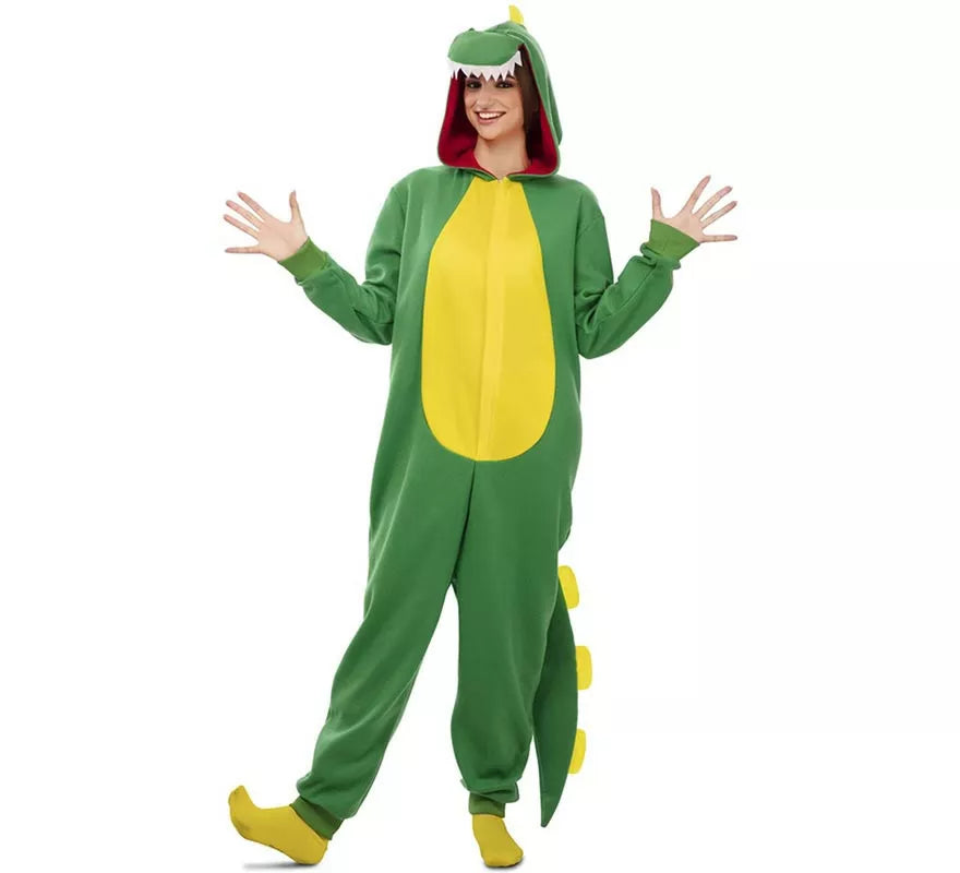 Translation missing: en.Disfraz de Dinosaurio Kugurumi verde y amarillo para adulto