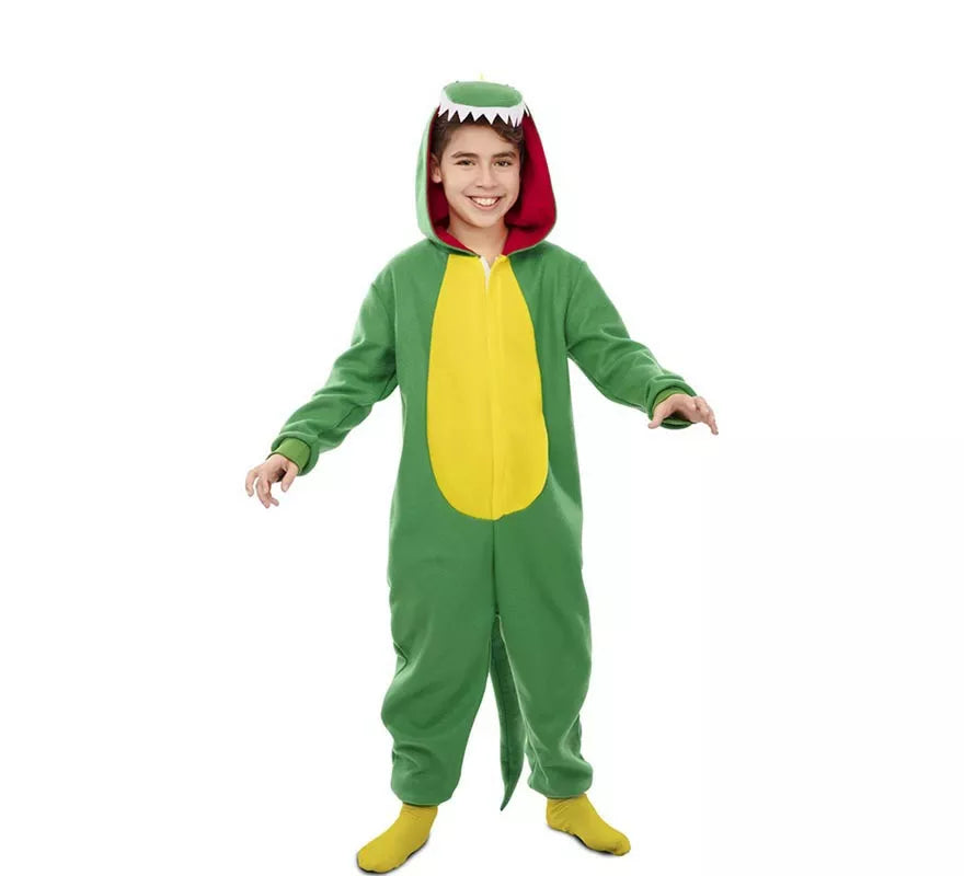 Disfraz de Dinosaurio Kugurumi verde y amarillo para niños