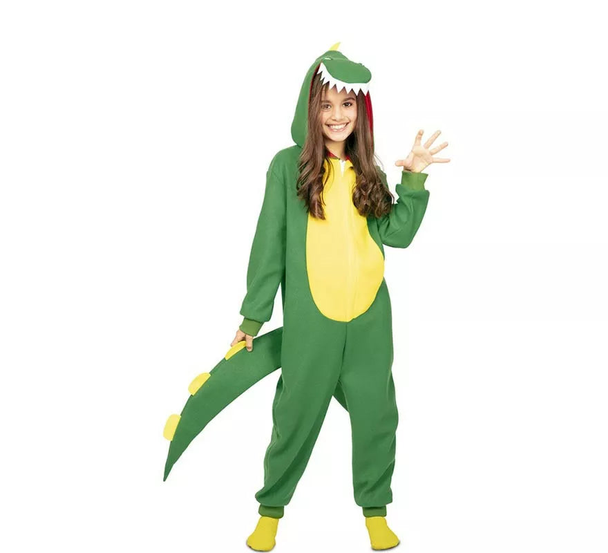 Translation missing: en.Disfraz de Dinosaurio Kugurumi verde y amarillo para niños