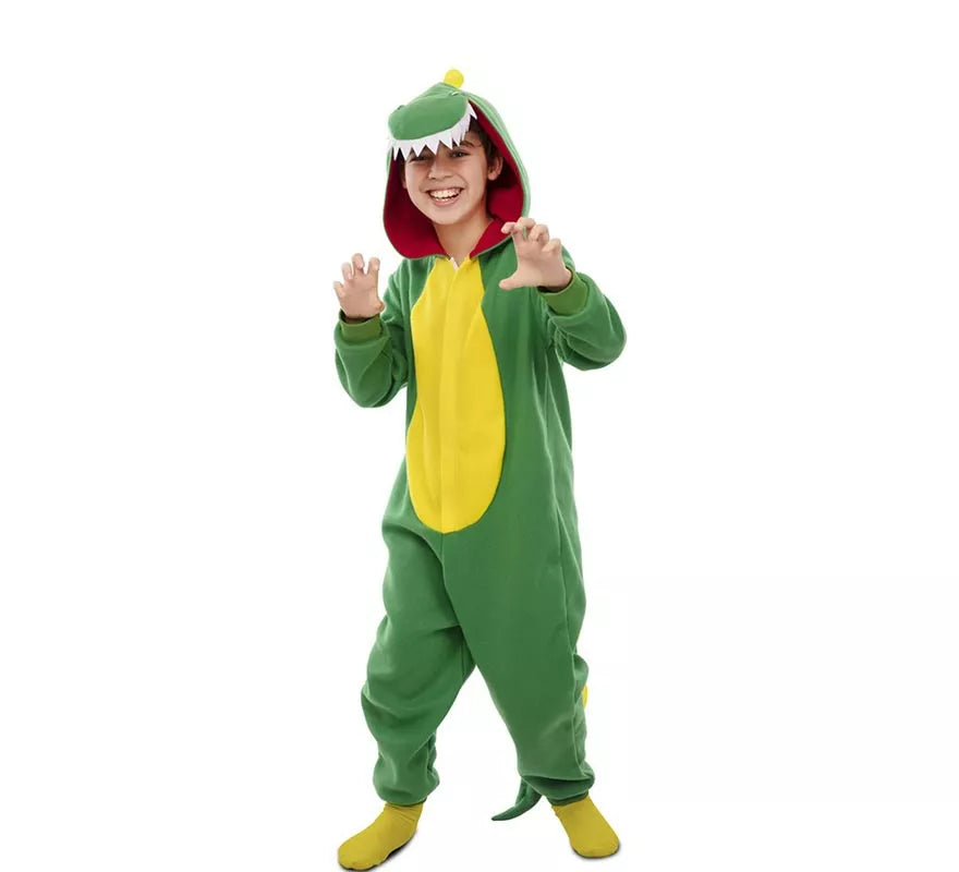 Translation missing: en.Disfraz de Dinosaurio Kugurumi verde y amarillo para niños