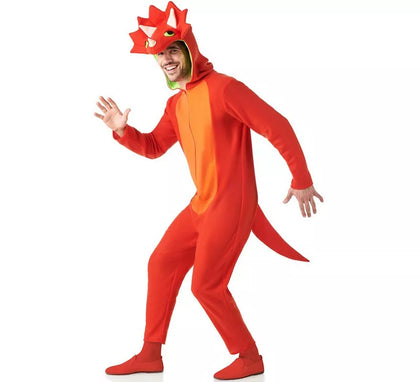 Disfraz de Dinosaurio Triceratops rojo para adultos