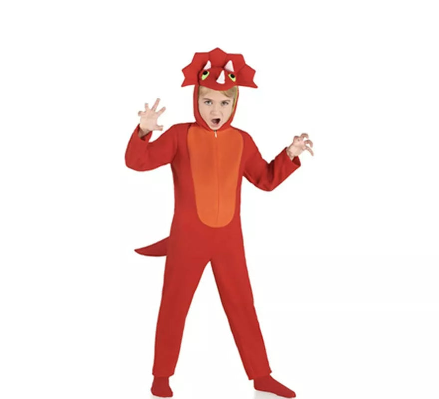 Translation missing: en.Disfraz de Dinosaurio Triceratops rojo para niños