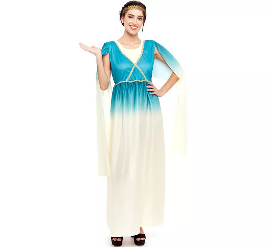 Translation missing: en.Disfraz de Diosa Griega Azul y Blanco para mujer