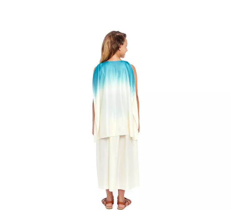 Disfraz de Diosa Griega Azul y Blanco para niña