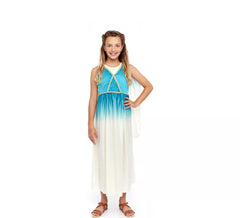 Blue and White Greek Goddess Costume for Girls