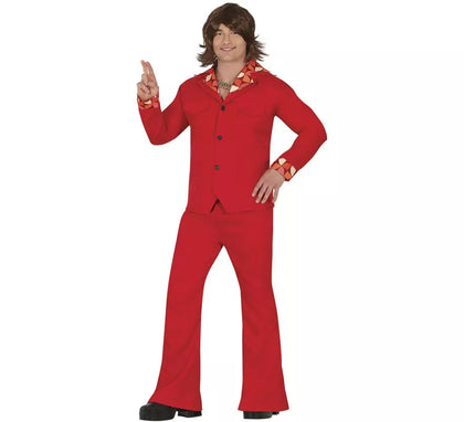 Disfraz de Disco Años 70 rojo para hombre