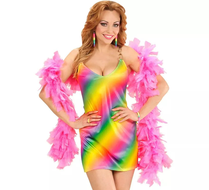 Disfraz de Disco Arcoíris en vestido para mujer