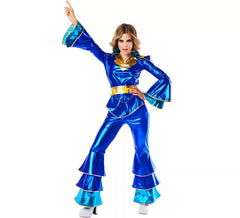 Costume da discoteca blu anni '70 da donna