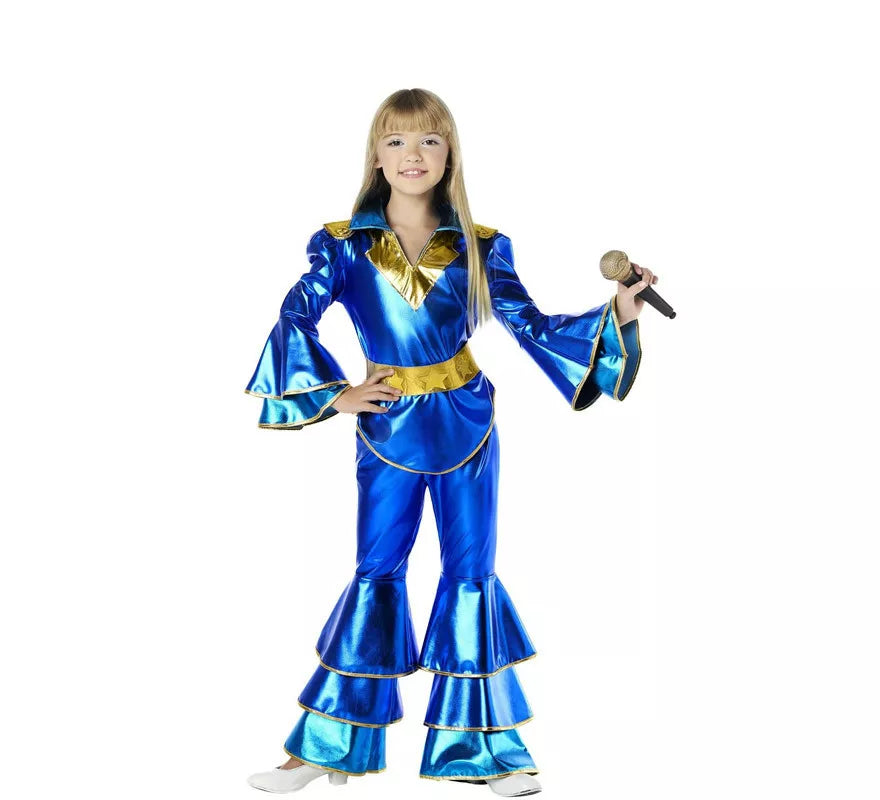 Translation missing: es.Disfraz de Disco azul años 70 para niña