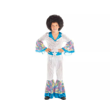 Disfraz de Disco Boy Plateado y Azul 2 piezas para niños