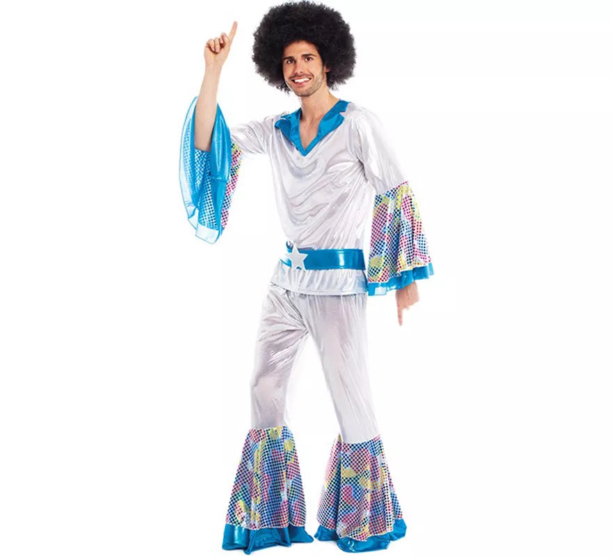Translation missing: en.Disfraz de Disco Man plateado para hombre
