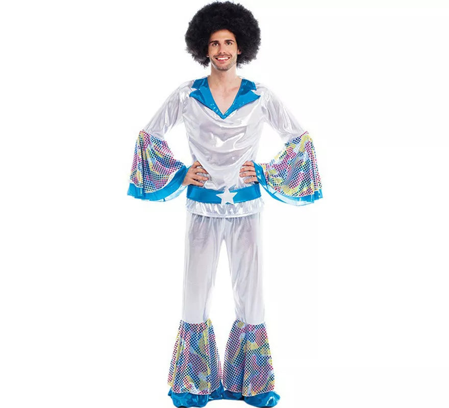 Disfraz de Disco Man plateado para hombre