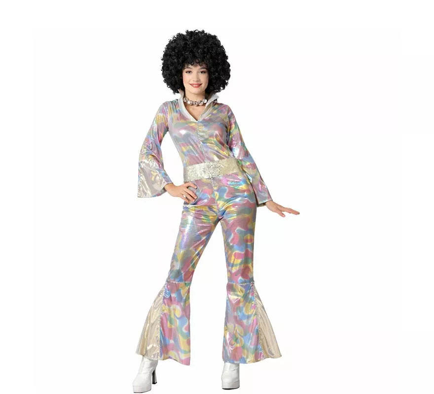 Disfraz de Disco multicolor para mujer