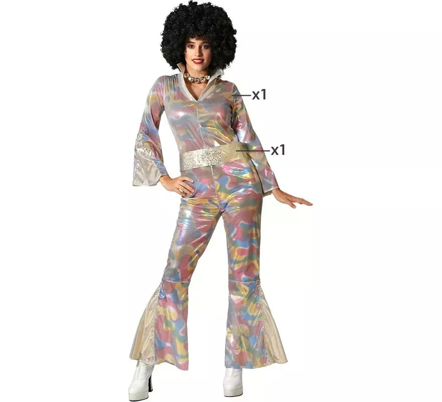 Disfraz de Disco multicolor para mujer