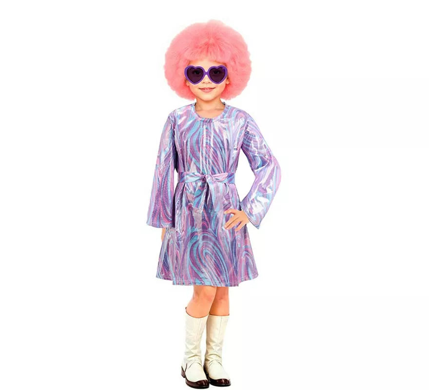 Disfraz de Disco Psicodélico lila para niña