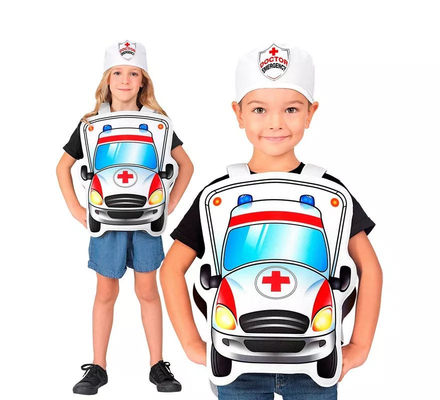 Translation missing: en.Disfraz de Doctor blanco en Ambulancia con gorro para niños