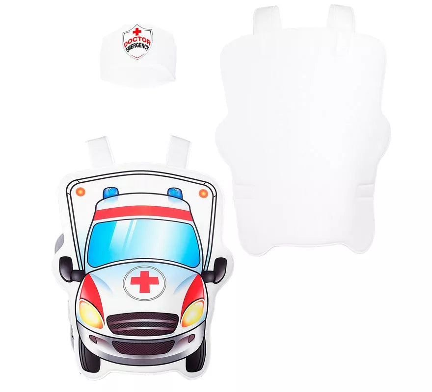 Translation missing: en.Disfraz de Doctor blanco en Ambulancia con gorro para niños