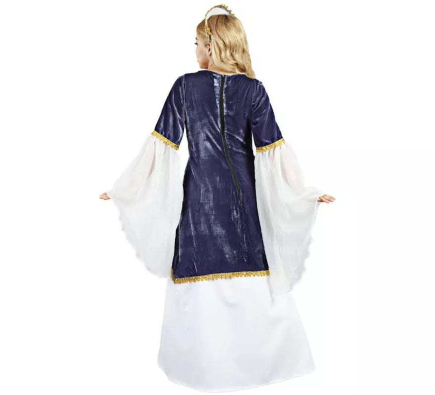 Translation missing: en.Disfraz de Doña Petronila azul y blanco para mujer