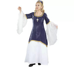 Blue and white Doña Petronila costume for women
