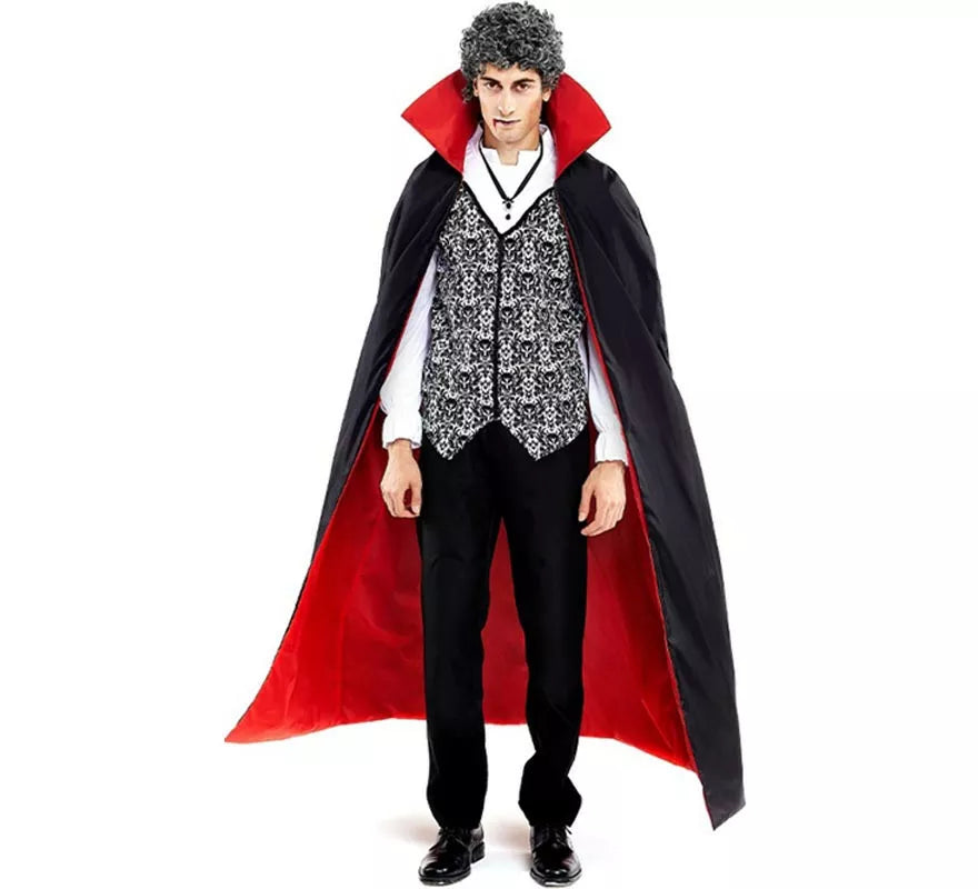 Translation missing: en.Disfraz de Drácula clásico con capa bicolor para hombre