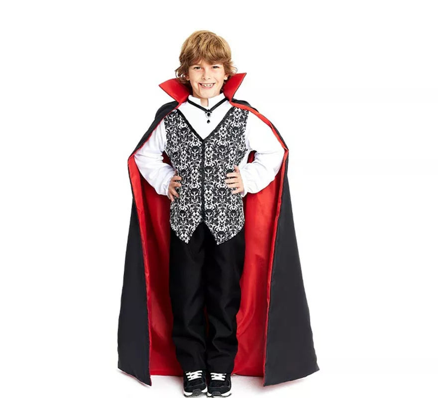 Disfraz de Drácula clásico con capa bicolor para niño
