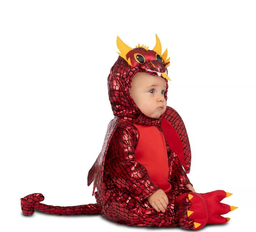 Translation missing: en.Disfraz de Dragón rojo con capucha y alas para bebé y niño