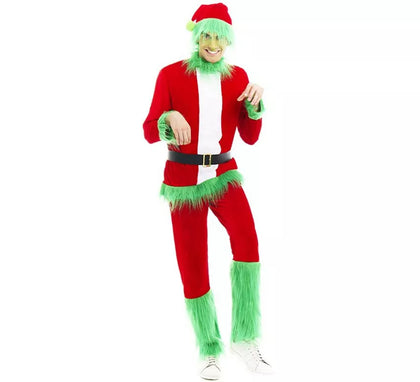 Disfraz de Duende Gruñón de Navidad verde para hombre
