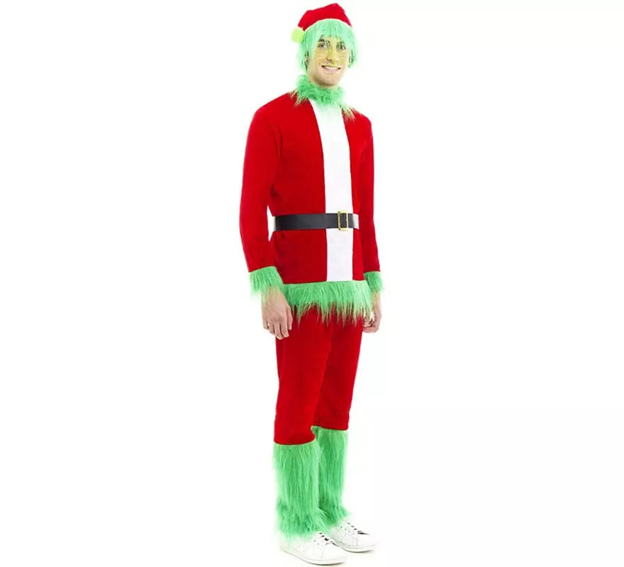 Disfraz de Duende Gruñón de Navidad verde para hombre