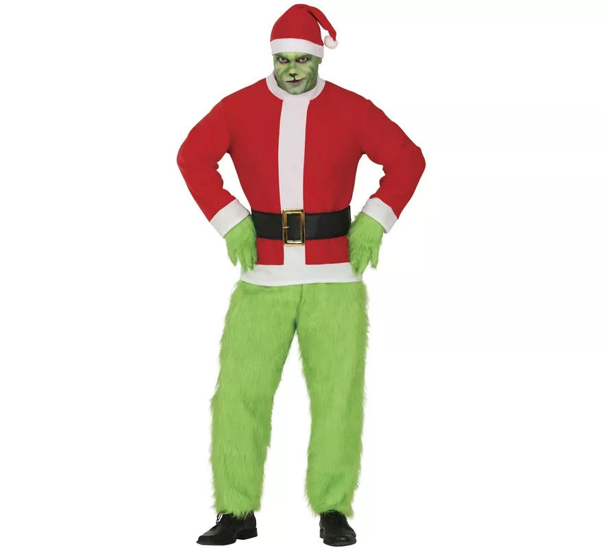 Disfraz de Duende Gruñón de Navidad verde para hombre
