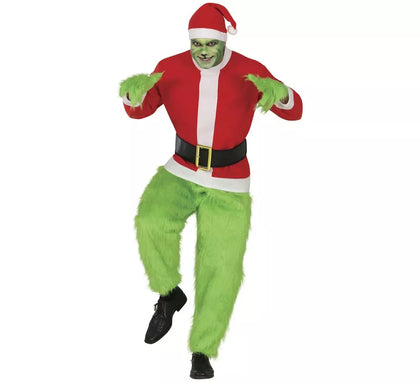 Disfraz de Duende Gruñón de Navidad verde para hombre