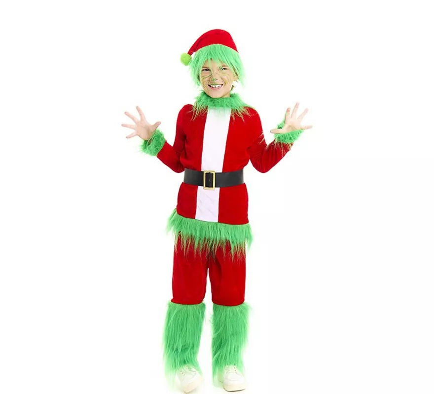 Translation missing: en.Disfraz de Duende Gruñón de Navidad verde para niño