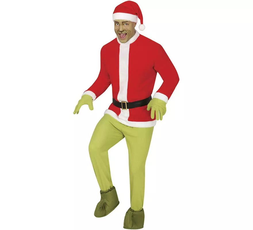 Disfraz de Duende Gruñón Navideño verde para hombre
