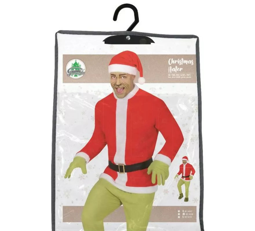 Disfraz de Duende Gruñón Navideño verde para hombre