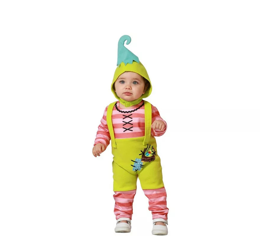 Translation missing: en.Disfraz de Duende rosa y amarillo con gorro para bebé