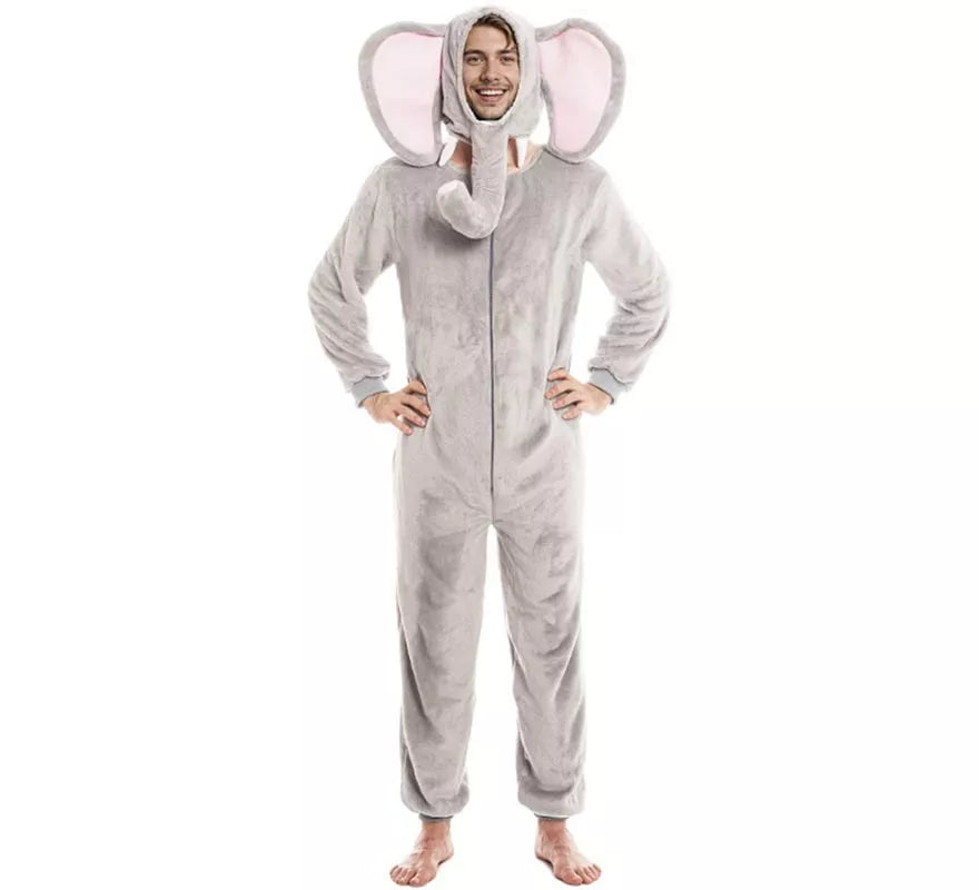 Disfraz de Elefante gris con gorro para adultos
