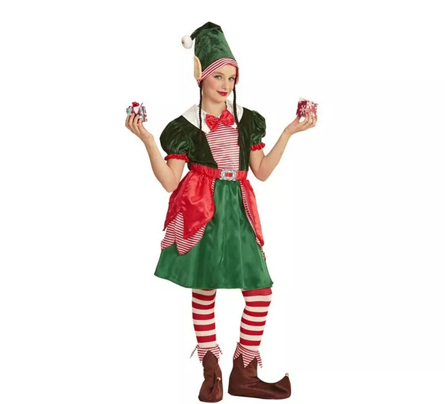 Translation missing: en.Disfraz de Elfa Ayudante de Papá Noel para niña