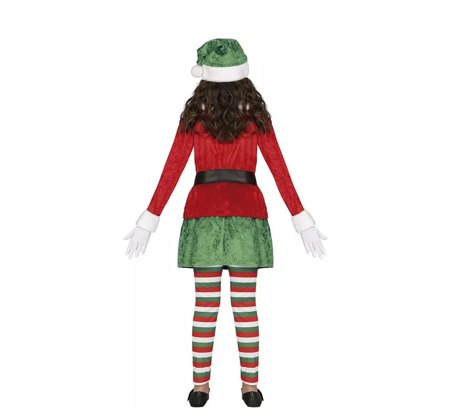 Disfraz de Elfa Ayudante de Santa con gorro para niña