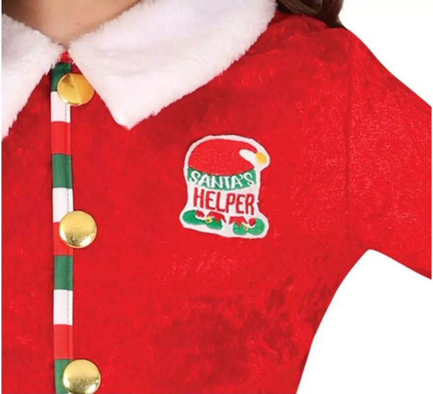 Disfraz de Elfa Ayudante de Santa con gorro para niña