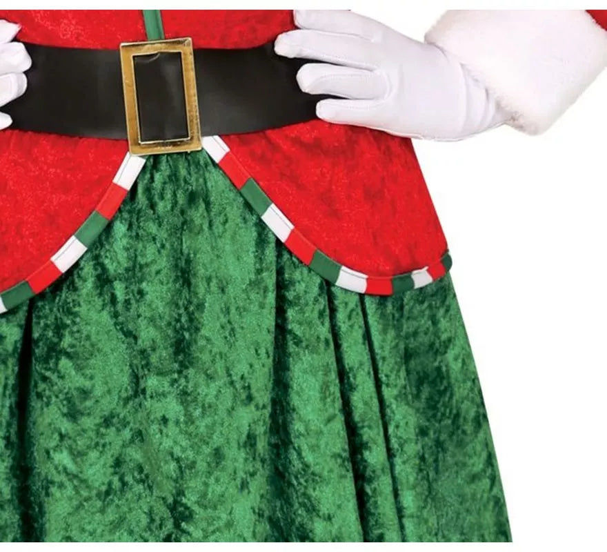 Disfraz de Elfa Ayudante de Santa con gorro para niña