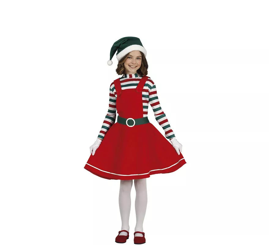 Disfraz de Elfa de Papá Noel para niña