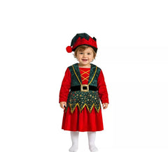 Dark green Christmas elf costume for babies